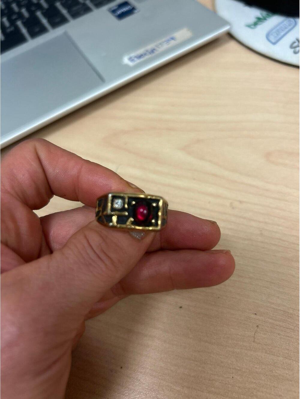 Men’s Classy Simulated Ruby and “Diamond “ Ring